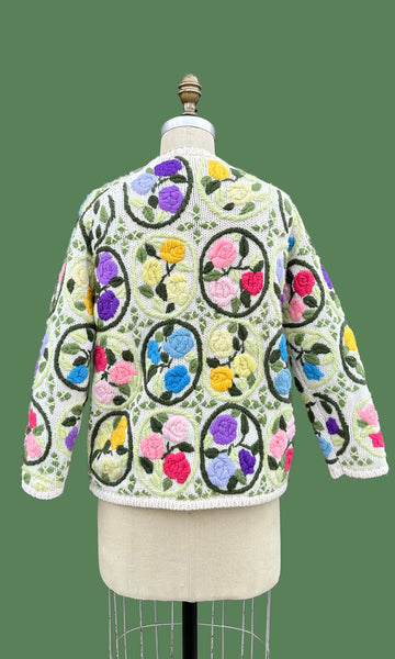 VINTAGE NOVIS DENNE of Arizona 60s/70s Crochet Knit Cardigan • Small