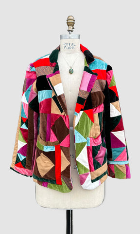 SUSAN GIBSON Santa Fe 70s Quilted Velvet Jacket • Sm. to Med.