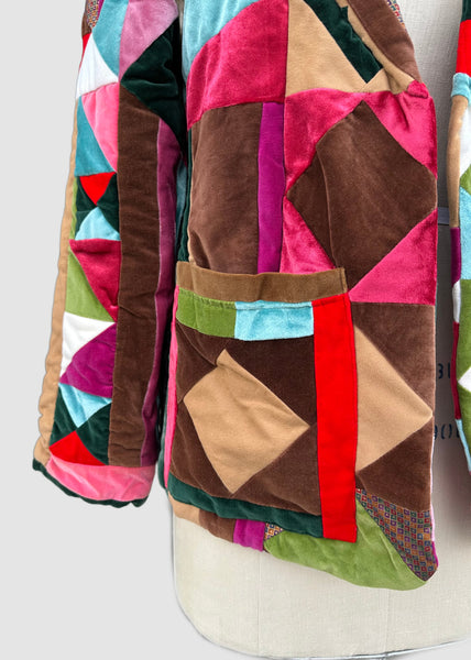 SUSAN GIBSON Santa Fe 70s Quilted Velvet Jacket • Sm. to Med.