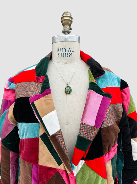 SUSAN GIBSON Santa Fe 70s Quilted Velvet Jacket • Sm. to Med.