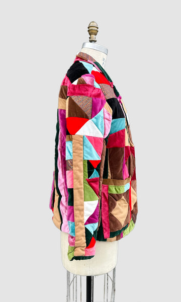 SUSAN GIBSON Santa Fe 70s Quilted Velvet Jacket • Sm. to Med.
