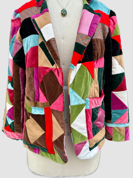 SUSAN GIBSON Santa Fe 70s Quilted Velvet Jacket • Sm. to Med.