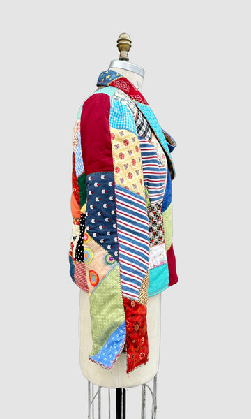 HANDMADE CRAZY QUILT Vintage 70s/80s Patchwork Jacket • Small
