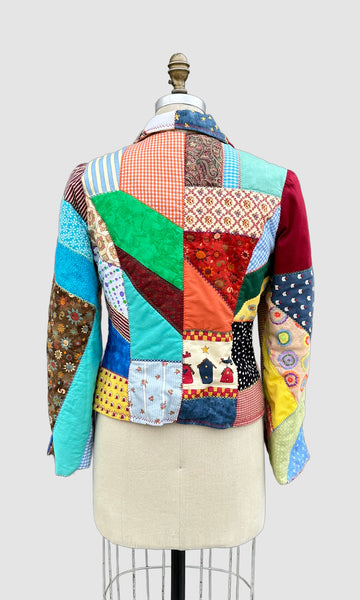 HANDMADE CRAZY QUILT Vintage 70s/80s Patchwork Jacket • Small