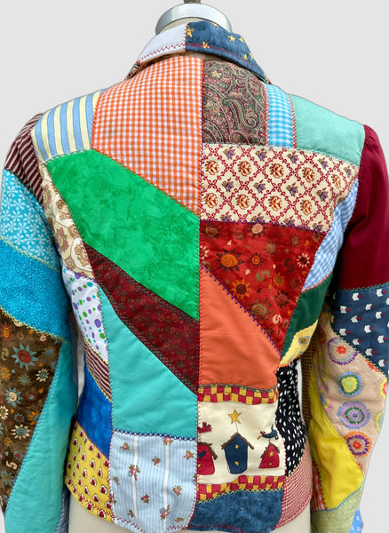 HANDMADE CRAZY QUILT Vintage 70s/80s Patchwork Jacket • Small