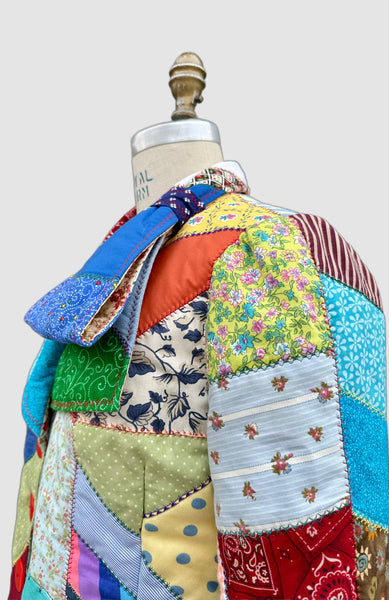 HANDMADE CRAZY QUILT Vintage 70s/80s Patchwork Jacket • Small