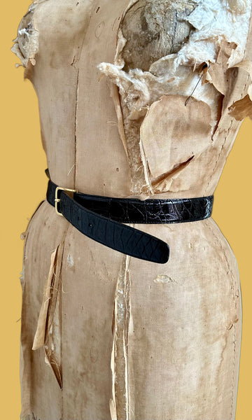 SULKA GENUINE CROCODILE Leather Vintage Belt • Large