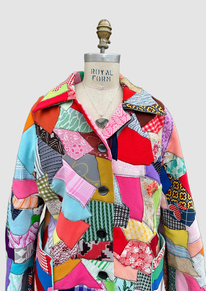 NITA ROSS HANDMADE Crazy Quilt Vintage 70s Patchwork Jacket • Lg. to XL