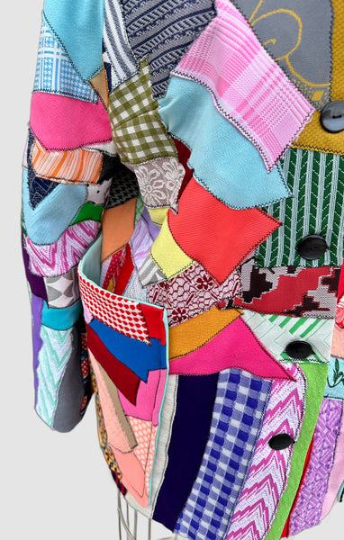NITA ROSS HANDMADE Crazy Quilt Vintage 70s Patchwork Jacket • Lg. to XL