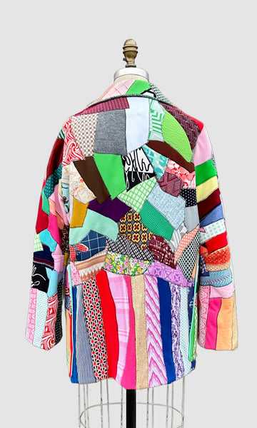 NITA ROSS HANDMADE Crazy Quilt Vintage 70s Patchwork Jacket • Lg. to XL