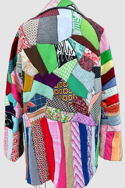 NITA ROSS HANDMADE Crazy Quilt Vintage 70s Patchwork Jacket • Lg. to XL