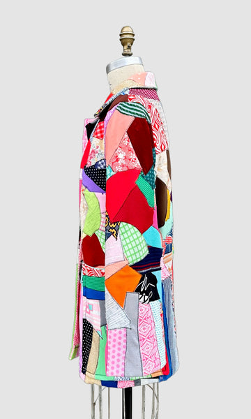 NITA ROSS HANDMADE Crazy Quilt Vintage 70s Patchwork Jacket • Lg. to XL