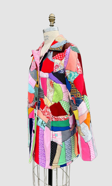 NITA ROSS HANDMADE Crazy Quilt Vintage 70s Patchwork Jacket • Lg. to XL