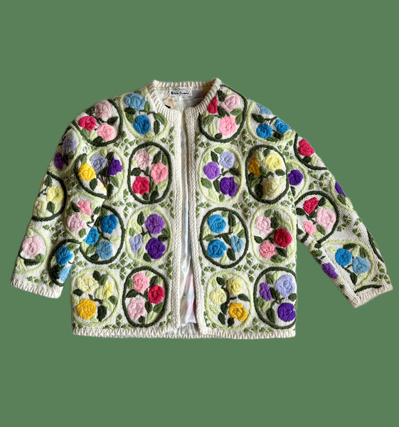VINTAGE NOVIS DENNE of Arizona 60s/70s Crochet Knit Cardigan • Small