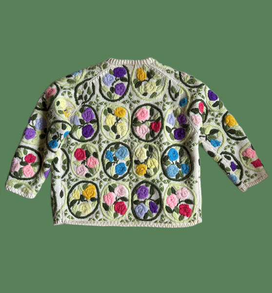 VINTAGE NOVIS DENNE of Arizona 60s/70s Crochet Knit Cardigan • Small