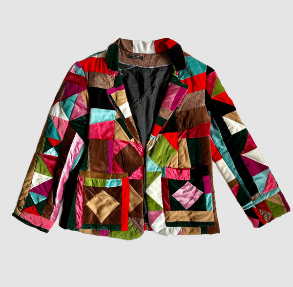 SUSAN GIBSON Santa Fe 70s Quilted Velvet Jacket • Sm. to Med.