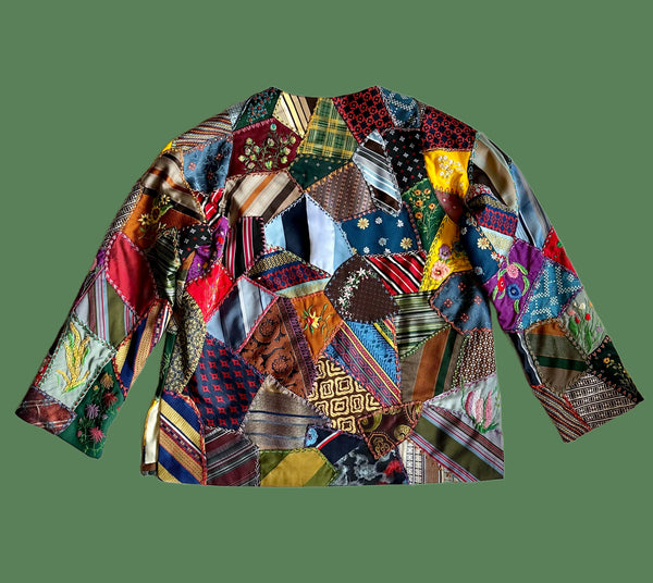 VINTAGE CRAZY QUILT 70s Patchwork Jacket • Medium