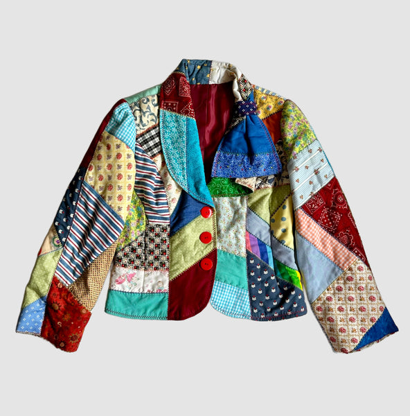 HANDMADE CRAZY QUILT Vintage 70s/80s Patchwork Jacket • Small