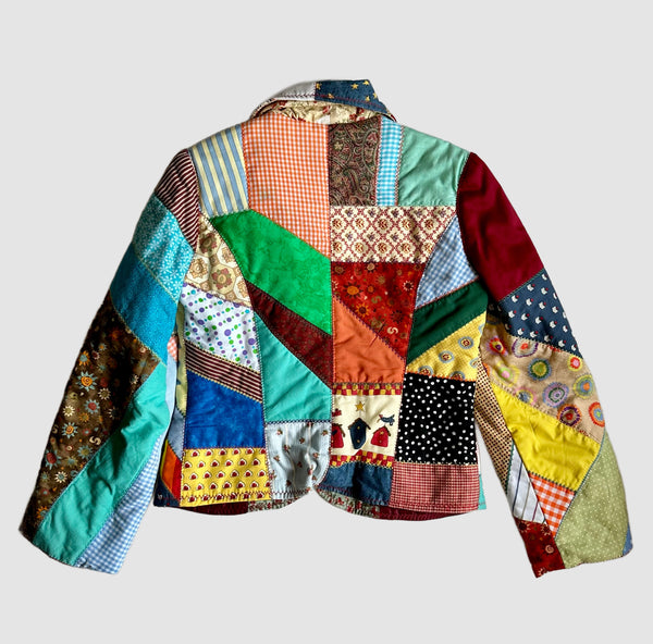 HANDMADE CRAZY QUILT Vintage 70s/80s Patchwork Jacket • Small