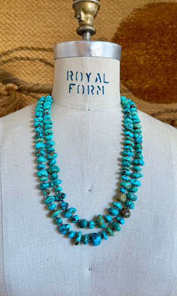 NATIVE AMERICAN TURQUOISE Double Stranded Beaded Necklace