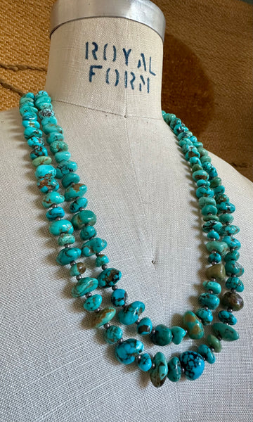 NATIVE AMERICAN TURQUOISE Double Stranded Beaded Necklace