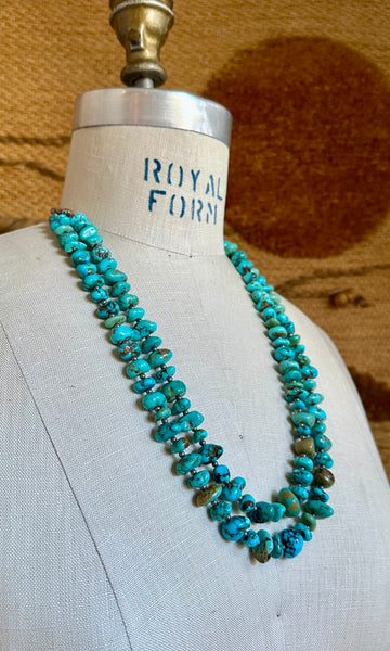NATIVE AMERICAN TURQUOISE Double Stranded Beaded Necklace