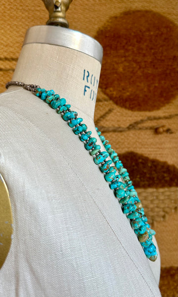 NATIVE AMERICAN TURQUOISE Double Stranded Beaded Necklace