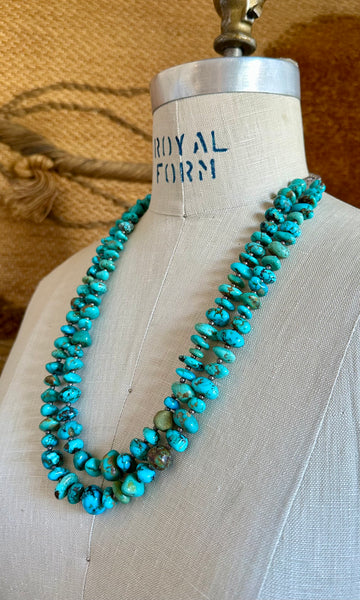 NATIVE AMERICAN TURQUOISE Double Stranded Beaded Necklace