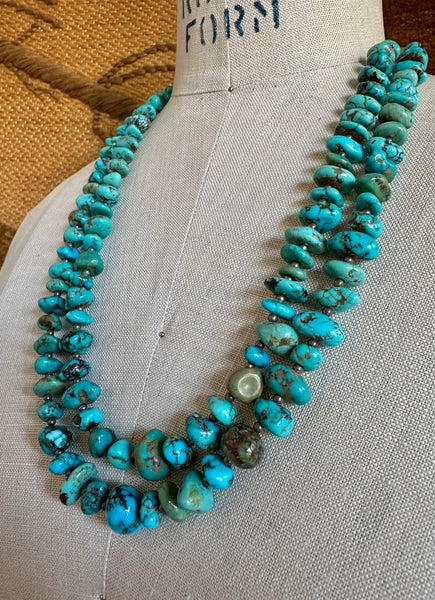 NATIVE AMERICAN TURQUOISE Double Stranded Beaded Necklace