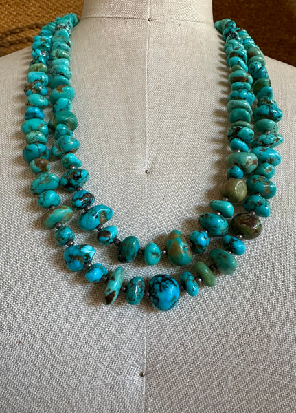 NATIVE AMERICAN TURQUOISE Double Stranded Beaded Necklace