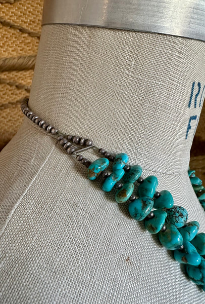 NATIVE AMERICAN TURQUOISE Double Stranded Beaded Necklace
