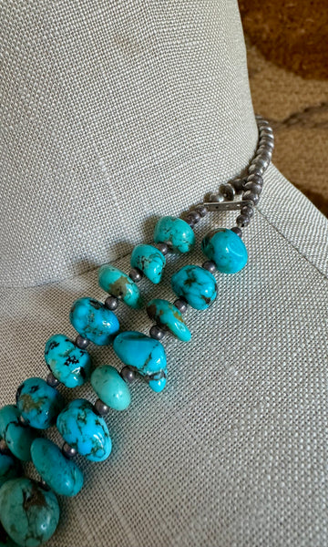 NATIVE AMERICAN TURQUOISE Double Stranded Beaded Necklace