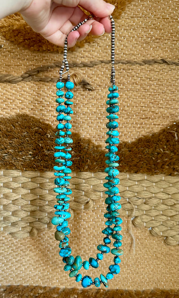 NATIVE AMERICAN TURQUOISE Double Stranded Beaded Necklace