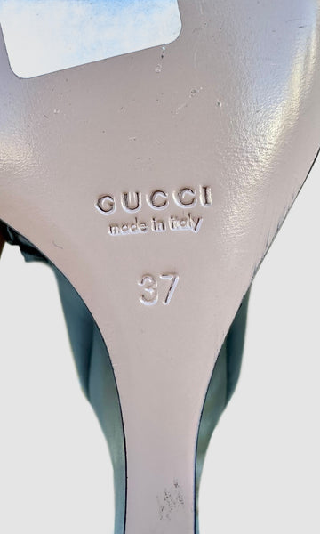 GUCCI Black Wedge Leather Booties • 7
