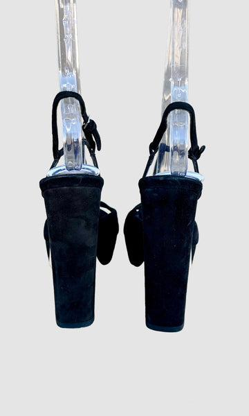MIU MIU Black Suede Block Heels • 6