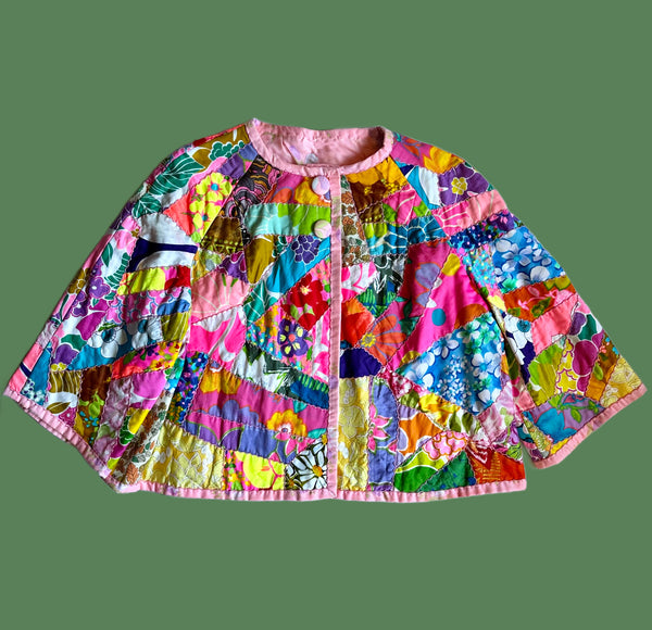 WILDFLOWER CRAZY QUILT Vintage 70s Patchwork Jacket • Med. to Lg.