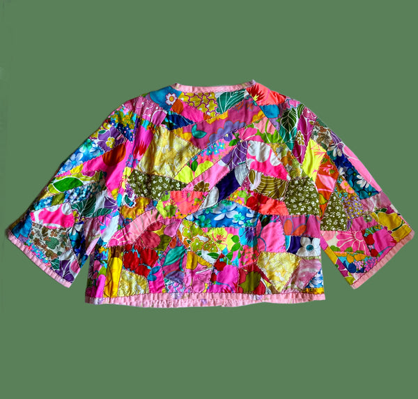 WILDFLOWER CRAZY QUILT Vintage 70s Patchwork Jacket • Med. to Lg.