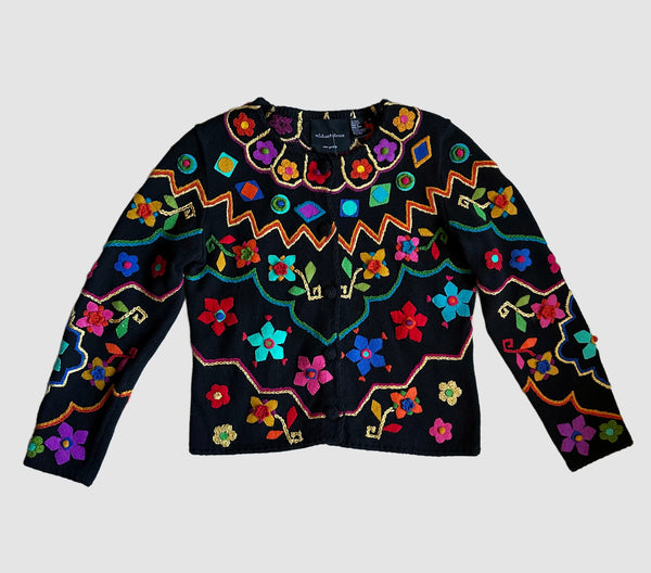 MICHAEL SIMON Vintage 90s Embroidered Sweater • Medium