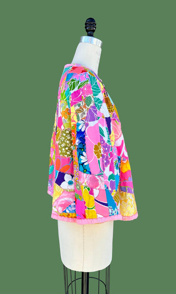 WILDFLOWER CRAZY QUILT Vintage 70s Patchwork Jacket • Med. to Lg.