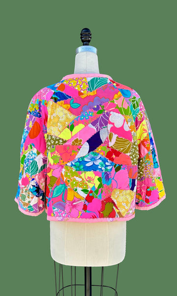 WILDFLOWER CRAZY QUILT Vintage 70s Patchwork Jacket • Med. to Lg.