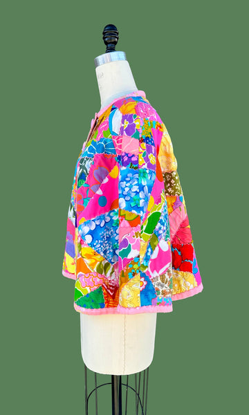 WILDFLOWER CRAZY QUILT Vintage 70s Patchwork Jacket • Med. to Lg.