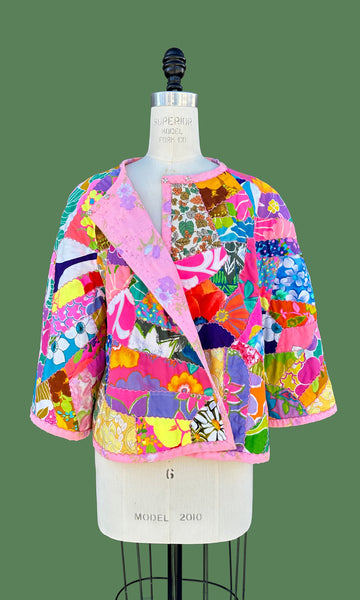 WILDFLOWER CRAZY QUILT Vintage 70s Patchwork Jacket • Med. to Lg.