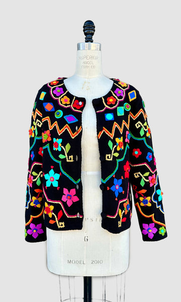 MICHAEL SIMON Vintage 90s Embroidered Sweater • Medium
