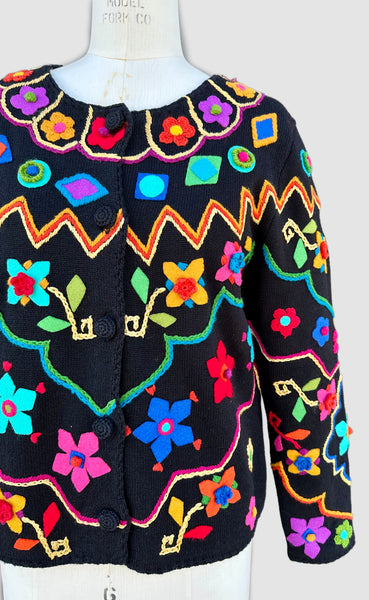 MICHAEL SIMON Vintage 90s Embroidered Sweater • Medium