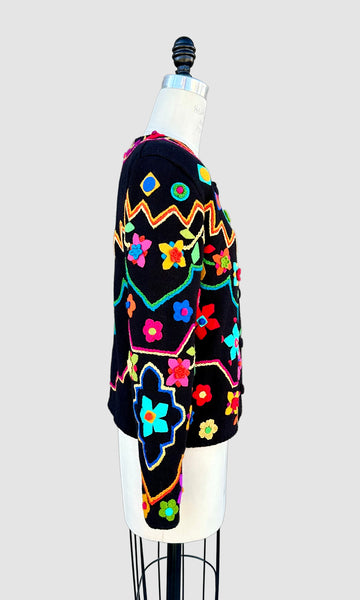 MICHAEL SIMON Vintage 90s Embroidered Sweater • Medium