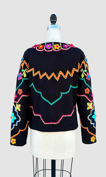 MICHAEL SIMON Vintage 90s Embroidered Sweater • Medium