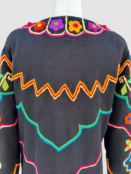 MICHAEL SIMON Vintage 90s Embroidered Sweater • Medium