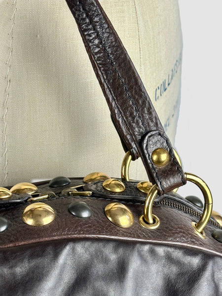 GUCCI BABOUSKA  2007 Leather Gold Studded Large Satchel Bag