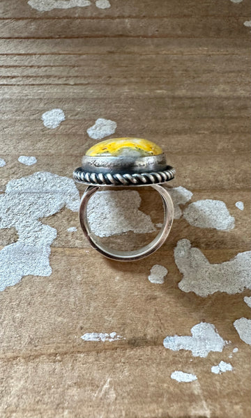 SCOTT SKEETS Navajo Bumblebee Jasper and Sterling Silver Ring • Size 7