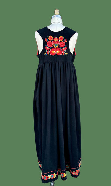 GUNHELD FLØYSTAD NORWEIGIAN 1930s Vintage Embroidered Folk Dress • Large